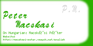 peter macskasi business card